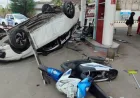 Kecelakaan Mobil Terguling di SPBU Sragen, 6 Orang Dilarikan ke RS