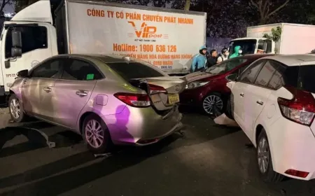 Kecelakaan Beruntun di Jalan Nguyen Chanh Hanoi: Mobil Tabrak Banyak Kendaraan, 4 Luka