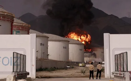 Pelabuhan BBM UEA Terbakar Akibat Serangan Drone dalam Konflik Iran vs AS-Israel