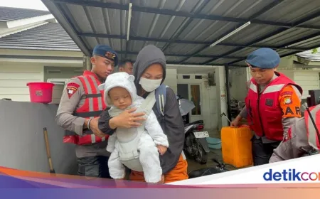 Banjir 1 Meter Rendam Ciledug, Brimob Sigap Evakuasi Anak dan Bayi