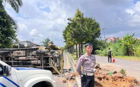 Kecelakaan Mobil Box di Jalan Gajah Muara Bulian: Truk JNT Cargo Tabrak Median