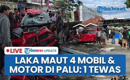 Kecelakaan Beruntun di Yos Sudarso Palu Libatkan 4 Mobil & Motor, 1 Tewas