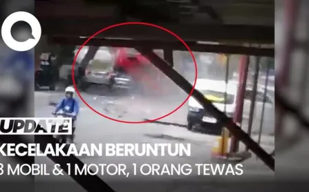Kecelakaan Beruntun 3 Mobil dan 1 Motor di Palu, 1 Orang Meninggal Dunia