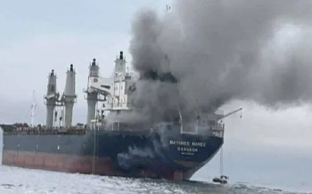 Potret Kapal Tetangga RI Terbakar di Selat Hormuz, Ancaman Serangan Bertambah