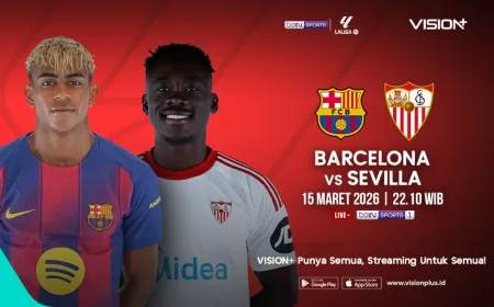 Link Nonton Barcelona vs Sevilla Liga Spanyol 2025-2026 di Vision+ Live Streaming