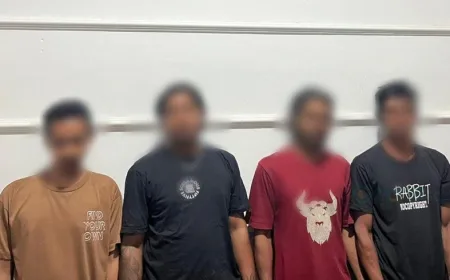 Polres Pohuwato Amankan 4 Tersangka Penyalahgunaan Sabu di PETI Hutino