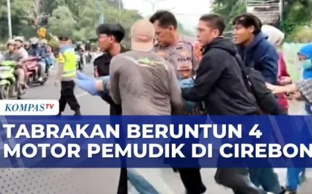 Kecelakaan Beruntun 4 Sepeda Motor di Jalur Arteri Pantura Cirebon