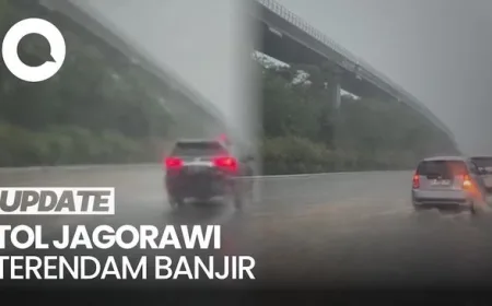 Banjir Genangi KM 12 Tol Jagorawi, Arus Lalin Menuju Jakarta Macet Total