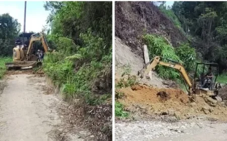 Penanganan Longsor Jalan Simp Bolon Transmigrasi Garoga Sibargot Berhasil Dibuka Kembali