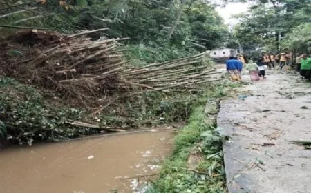 Tanah Longsor Tutup Saluran Irigasi Cibalok di Bogor, Distribusi Air Terhambat