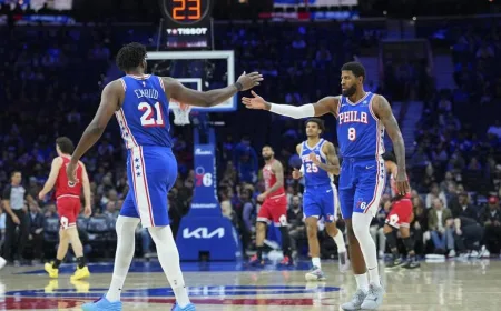 Embiid dan George Kembali, 76ers Menang Telak 157-137 Lawan Bulls