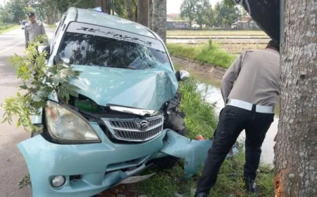 Kecelakaan Mobil Pemudik di Jombang Tabrak Pohon, 6 Orang Luka-Luka