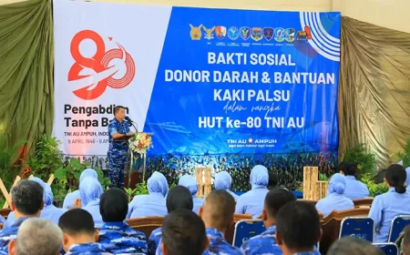 7 Satuan TNI AU Yogyakarta Gelar Bakti Sosial Donor Darah Jelang HUT ke-80