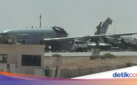 Foto Pesawat E-3 Sentry Amerika Rusak Parah Akibat Serangan Iran di Arab Saudi