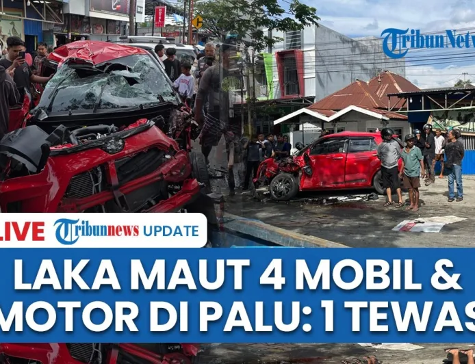 Kecelakaan Beruntun di Yos Sudarso Palu Libatkan 4 Mobil & Motor, 1 Tewas