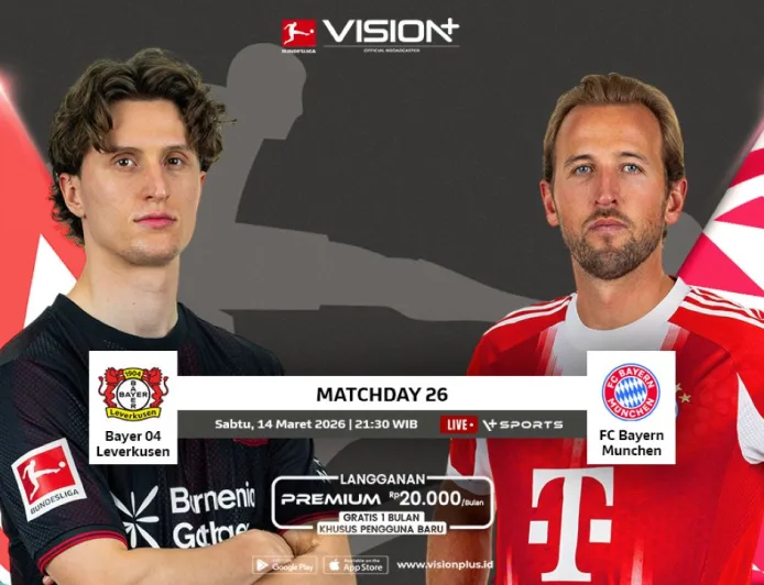 Jadwal Siaran Langsung Bayer Leverkusen vs Bayern Munich di Bundesliga 2025-2026 Live di Vision+