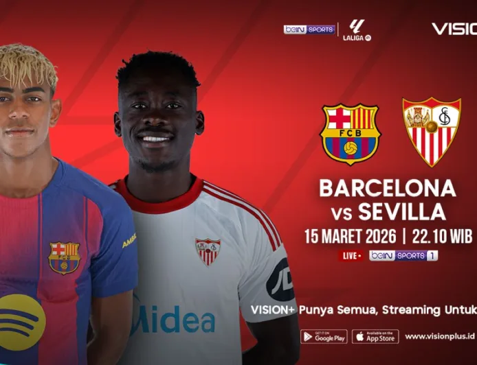 Link Nonton Barcelona vs Sevilla Liga Spanyol 2025-2026 di Vision+ Live Streaming