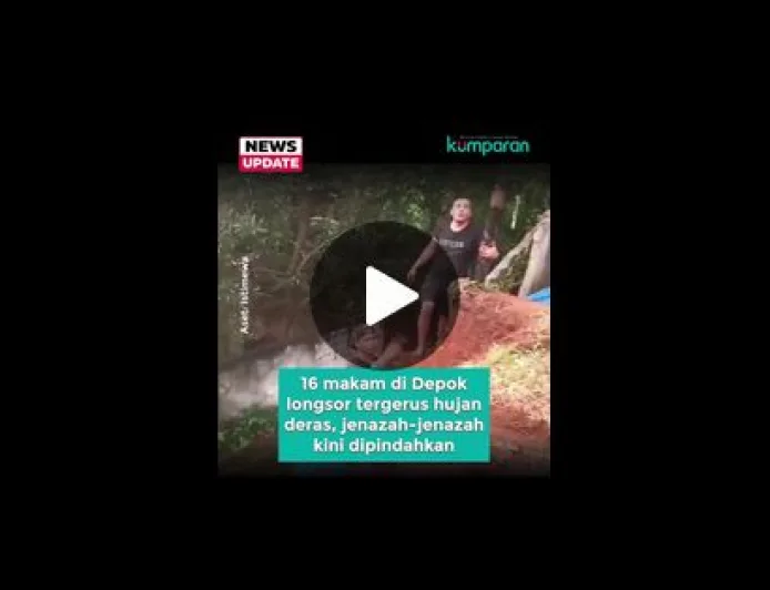 16 Makam di Depok Longsor Tergerus Hujan Deras, Warga Bergotong Royong Evakuasi