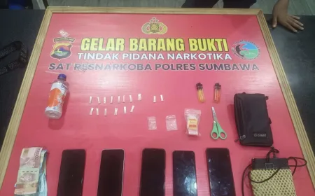 5 Terduga Pelaku Narkoba Diamankan Polres Sumbawa dengan Barang Bukti 16 Poket Sabu
