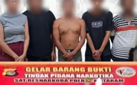 Penggerebekan Pesta Narkoba di Mataram, 5 Terduga Diamankan Bersama Sabu dan Alat Hisap