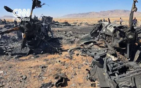 Penampakan Puing Pesawat dan Helikopter AS Jatuh Ditembak Iran di Isfahan