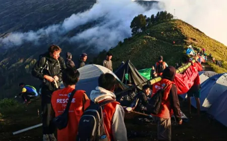 Korban Kecelakaan di Jalur Pendakian Gunung Rinjani Berhasil Dievakuasi dengan Cepat