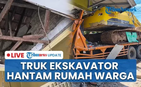 Truk Angkut Ekskavator Tabrak Rumah di Lampung Selatan, Bangunan Jebol