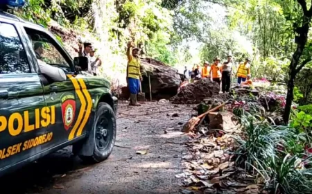 Longsor Tebing 20 Meter Lumpuhkan Jalan Penghubung Dua Kecamatan di Magetan