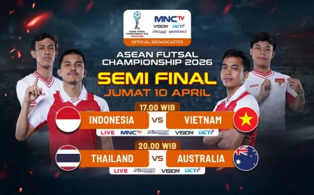 Jadwal Siaran Langsung Timnas Futsal Indonesia vs Vietnam Semifinal Piala AFF 2026 di MNCTV