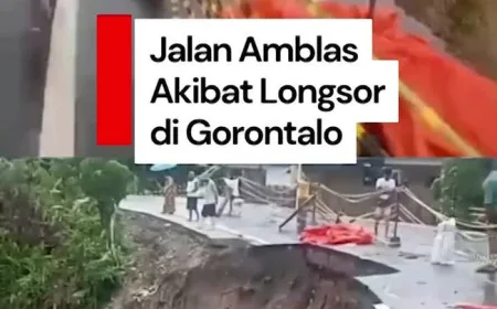 Longsor di Pulubala Gorontalo Sebabkan Jalan Amblas dan Lalu Lintas Terhambat