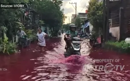 Banjir Merah di Solo: Warga Tetap Santai Meski Air Tercemar Pewarna