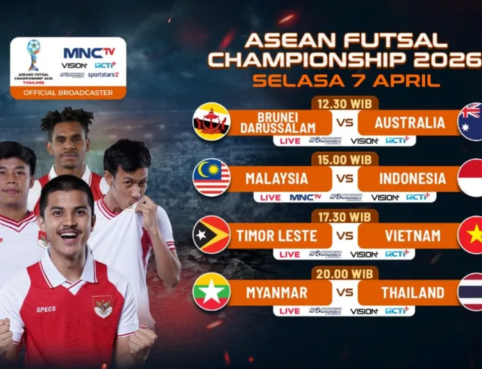 Jadwal Siaran Langsung Piala AFF Futsal 2026: Timnas Indonesia vs Malaysia Hari Ini