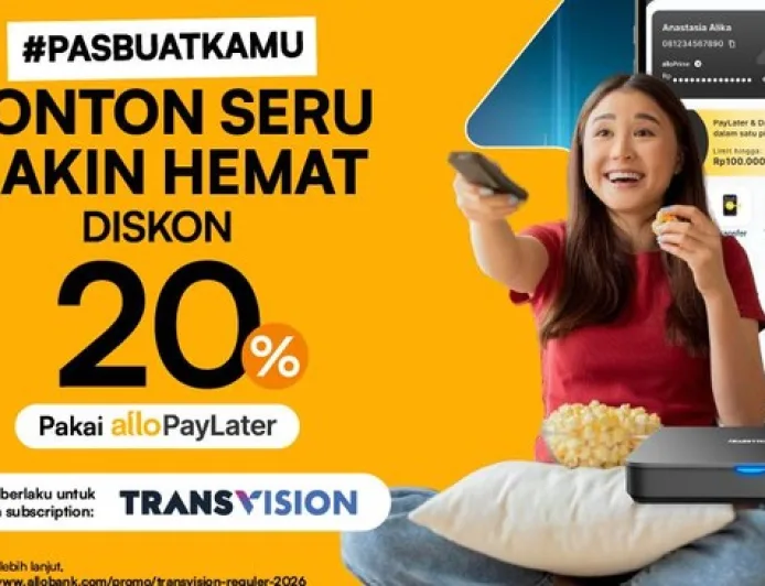 Diskon 20% Nonton TV Berlangganan dengan Allo Paylater di Transvision