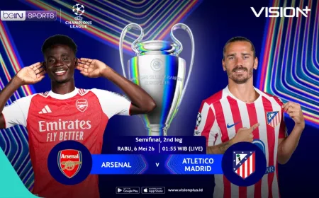Jadwal dan Link Live Streaming Arsenal vs Atletico Madrid Leg II Semifinal Liga Champions 2025-2026