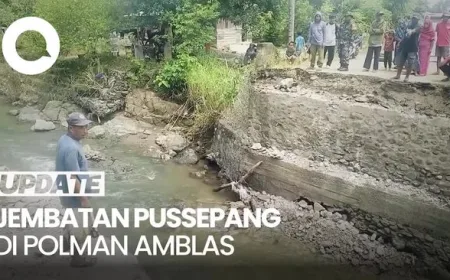 Jembatan Pussepang di Polman Amblas Akibat Banjir, Akses 4 Kecamatan Terputus