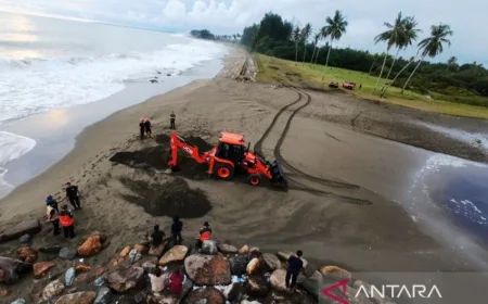 BPBD Aceh Barat Keruk Muara Sungai untuk Antisipasi Banjir di Meulaboh