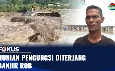 Banjir Rob Terjang Hunian Pengungsi, Korban Terpaksa Tinggalkan Huntara