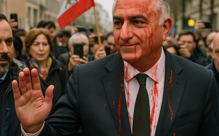 Reza Pahlavi Anak Raja Iran Disiram Cairan Merah Saat di Berlin