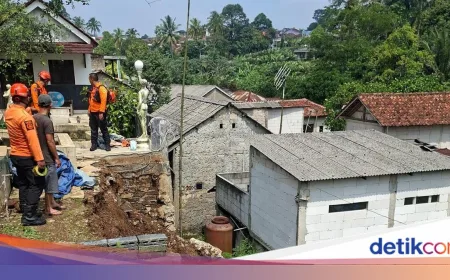 Longsor Tebing Penahan Tanah di Cimande Bogor Akibat Hujan Deras, 2 Rumah Terancam