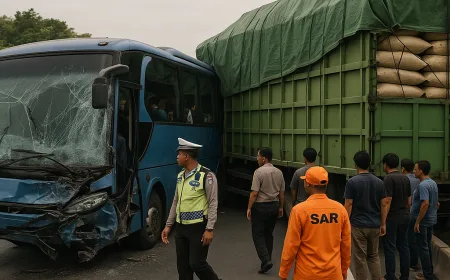 Kecelakaan Bus Tabrak Truk di Tol Gempol-Pasuruan, 13 Luka-luka Diduga Sopir Ngantuk
