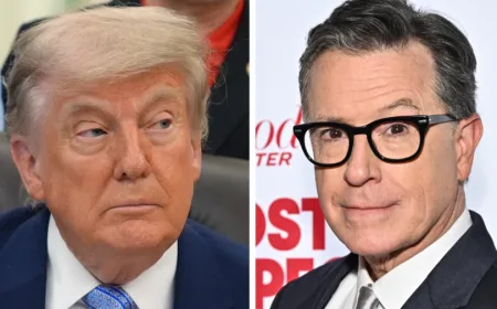 Trump Bagikan Video AI Buang Stephen Colbert ke Tempat Sampah dan Menari