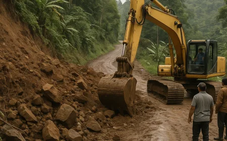 Longsor Tutup Akses Jalan ke Situs Megalitikum Gunung Padang, Alat Berat Dikerahkan
