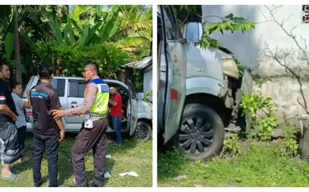 Kecelakaan Hari Ini di Jembrana: Ambulans Pengangkut Jenazah Tabrak Rumah Warga usai Pecah Ban