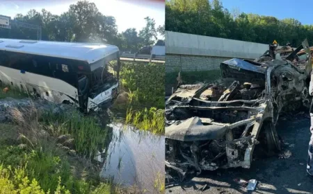 Kecelakaan beruntun yang melibatkan beberapa kendaraan dalam sebuah bus di AS menewaskan 5 orang.