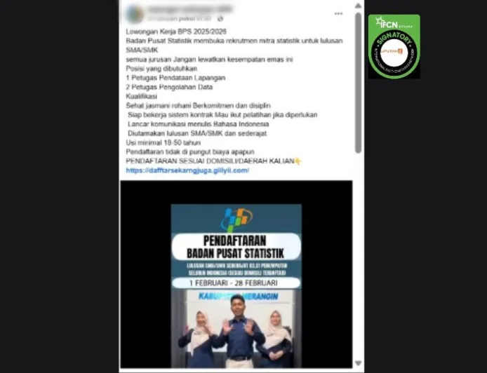 Hoaks Catut Nama BPS: Waspada Link Palsu Pendaftaran Petugas Sensus 2026