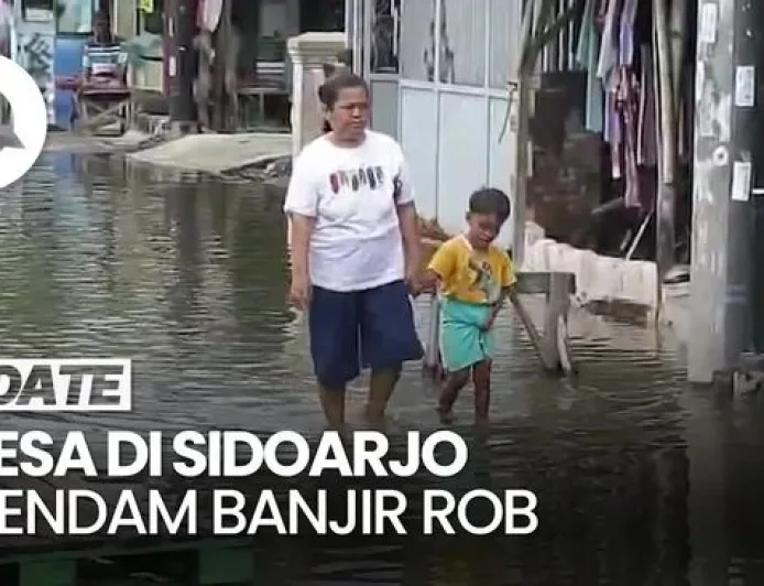 Banjir Rob Rendam 4 Desa Pesisir Sedati Sidoarjo, Ketinggian Air 20 cm