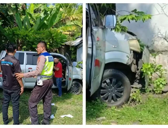 Kecelakaan Hari Ini di Jembrana: Ambulans Pengangkut Jenazah Tabrak Rumah Warga usai Pecah Ban