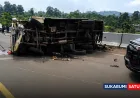 Kecelakaan Tol Bocimi KM 71: Truk Wingbox Terguling Usai Tabrakan Mobil Listrik BYD