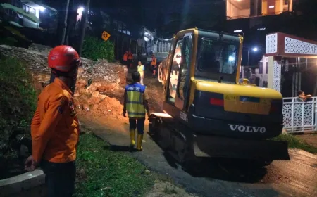 Hujan Deras Picu Longsor TPT SMAN 1 Pamijahan, Akses Jalan Sempat Tertutup - Bogor-Kita.com