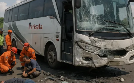 Kecelakaan Bus Study Tour SMP Kendal di Tol Cipali: Kernet Tewas, 10 Luka Ringan